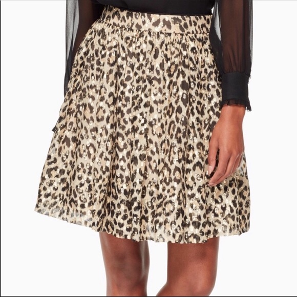kate spade Dresses & Skirts - Kate Spade Leopard Print Pleated Skirt size 6